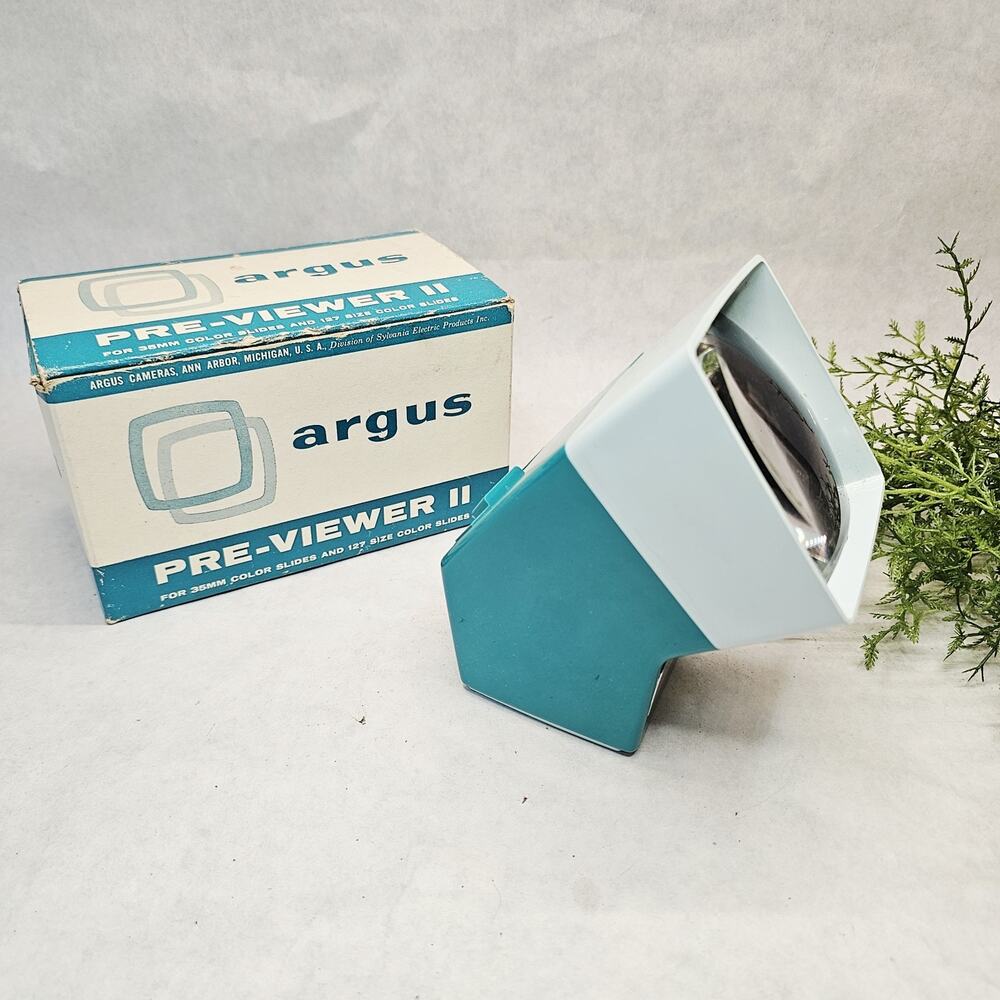 Vintage Blue Argus Pre-Viewer II 35mm 127 Color Slide Viewer w/ Box - Untested